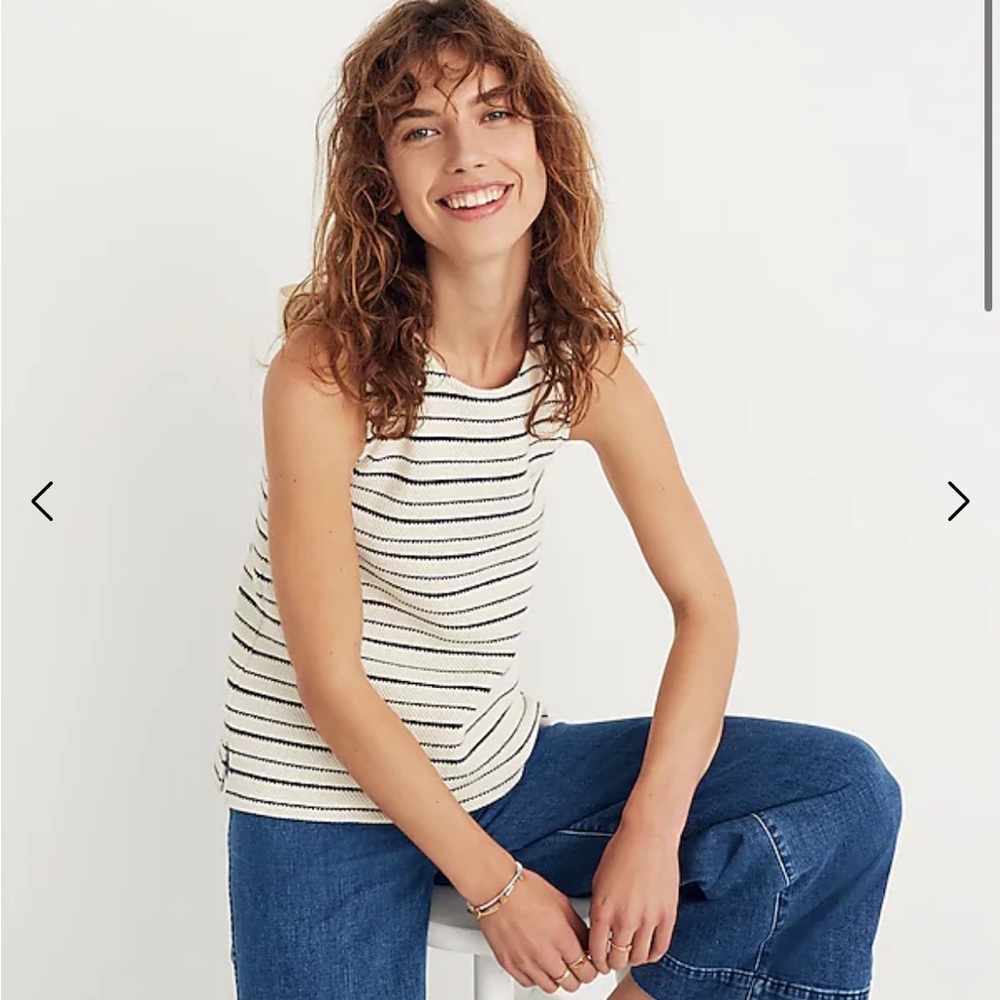 Madewell Women's Camille Texture & Thread Striped Bow Back Tank Top - size S - Picture 2 of 9